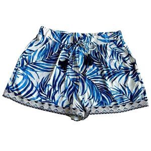 Tommy Bahama Tropical Swim Shorts Coverup Size Medium Blue White Nylon Spandex